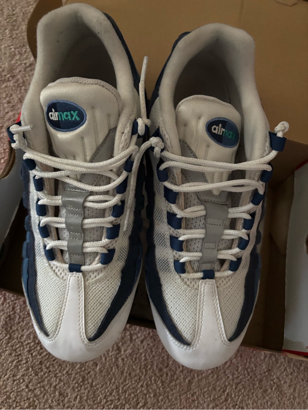 Nike Men’s White and Navy Lace-Up Sneakers air max